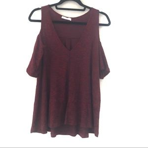 Lush burgundy cold shoulder top